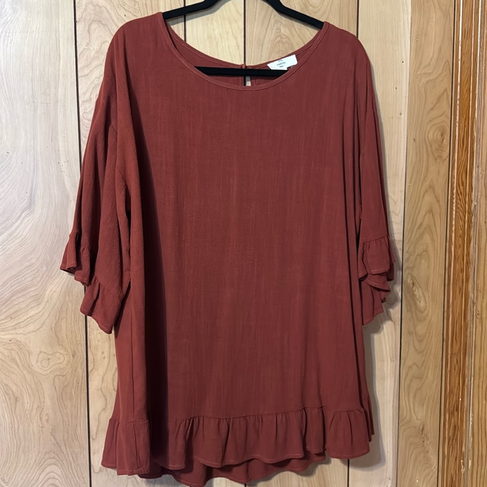 Linen Blend Rust Top Flow Like Linen Entro - image 1